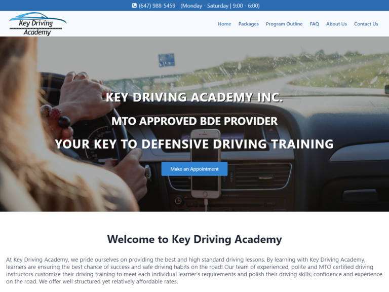 Driving School Web Design Mississauga